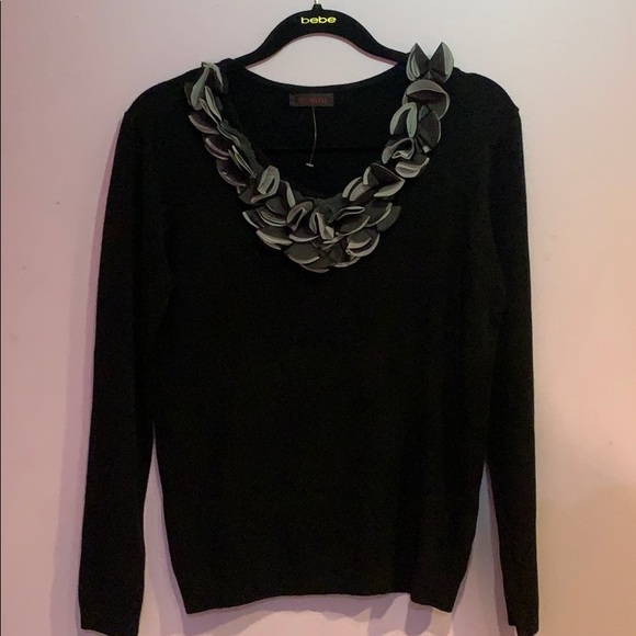 Sweaters - New!! Black shirt with flowers very soft